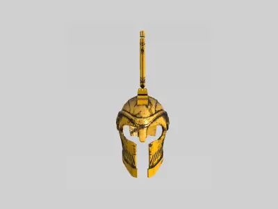 SciFi Spartan Helmet 05 Yellow Security - Character Design Low-poly 3D model