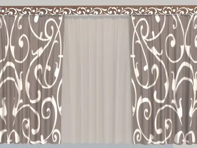 Model curtains and tulle Low-poly 3D model