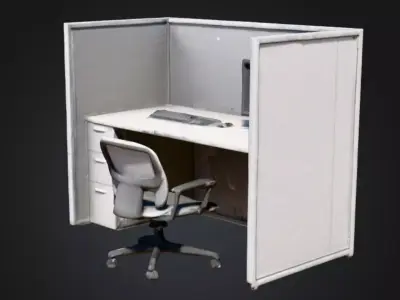 Office Workspace Cubicle  Low-poly 3D model
