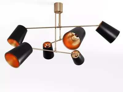 Andromeda-antique-brass-chandelier orange pendant light 3D model