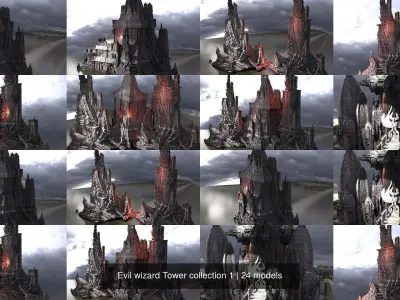 Evil wizard Tower collection 1 3D Model Pack