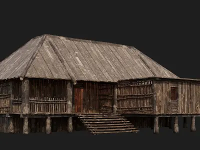 Old Wooden House 4K Textures GameReady 140 Low-poly 3D model