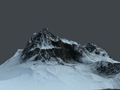Mountain terrain under the snow Low-poly 3D model