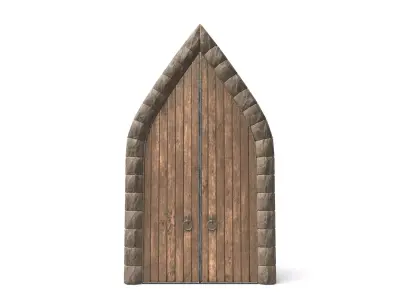 Medieval Wooden Door Pointy Arch Low-poly 3D model