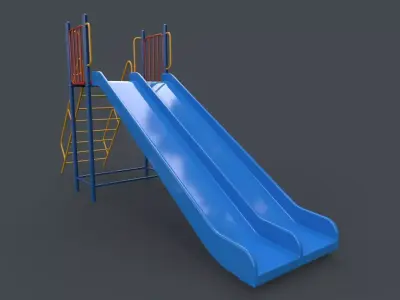 PBR Modular Outdoor Straight and Wave Slide B Low-poly 3D model
