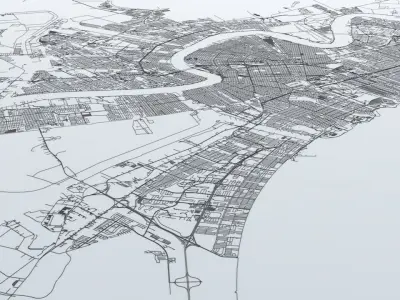New Orleans Road Network and Streets 3D model