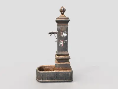 Public Fountain with graffiti 3D model