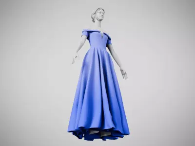 Dress 08 Very Light Blue Low-poly 3D model