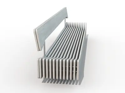 Wooden ribbed bench 3D model