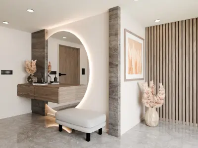 Modern  elegant minimalist entryway architectural visualization 3D model