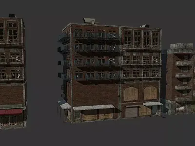 Realistic Red Brick House Architecture Low-poly 3D model