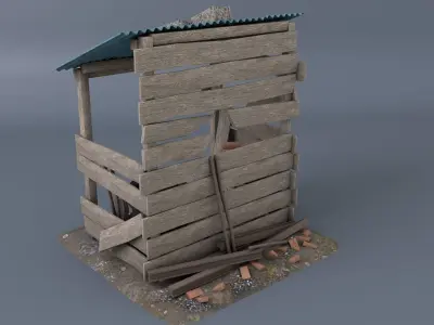 Scrap cabine asset Low-poly 3D model