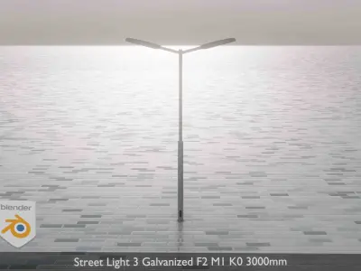 Street Light 3 Galvanized F2 M1 K0 3000 mm  Low-poly 3D model