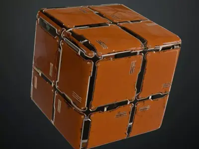 Orange Metal Plate Sci-Fi PBR Seamless Texture