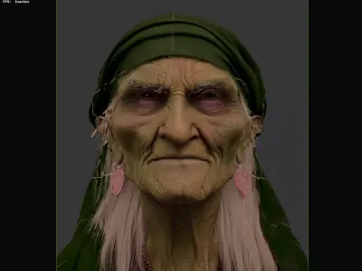 Aged sorceress Head-3D-Sculpt 3D model