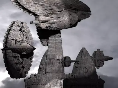 Aztec Ancient Temple Ship Monolith Kit bash 3D model