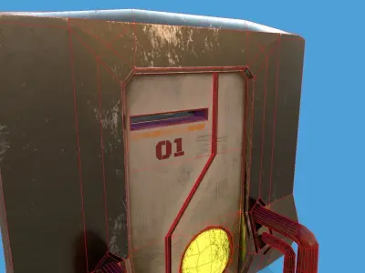 Alien Sci-fi door Low-poly 3D model