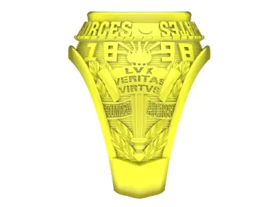 Special Forces Signet Ring with Oval Gemstone 3D Model 4748 3D print model