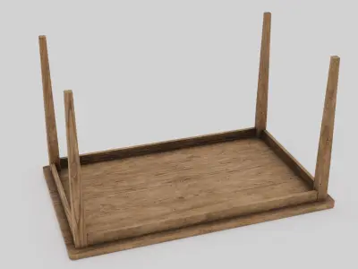 LowPoly Dining Wood Table 4K GameReady Asset Low-poly 3D model