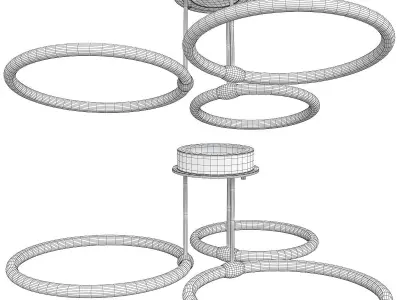 Metal Ring Shaped Suspended Lighting  Low-poly 3D model