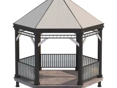  Modern Glass and Steel Gazebo 3D model