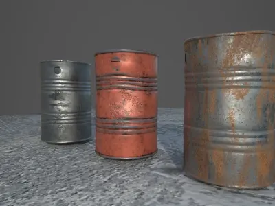 barrel 3d model rusty pipe in snow 3D model