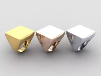 Square Signet Ring Base 20MM top in All sizes 223-MWC 3D print model