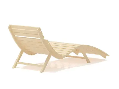 Wooden Deck Chair 3D Model 3D model