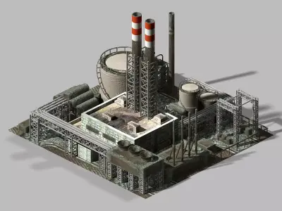 Heterogeneous-building-chemical plant 3D model