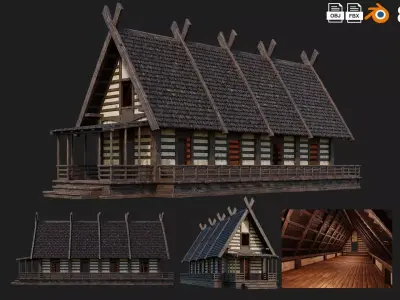 Old Medieval Building House 4K Textures GameReady 87 Low-poly 3D model