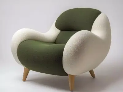 Modern Two-Tone Armchair Upholstered Chair 3D Low-poly 3D model