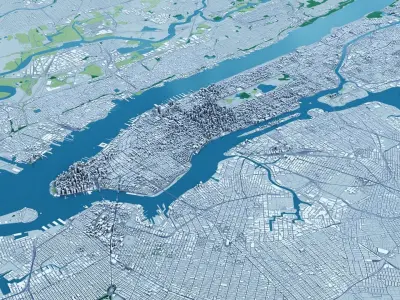 New York City with Terrain 3D model