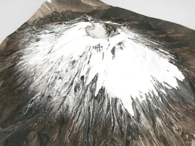 Mountain landscape Volcano Parinacota Bolivia and Chile 3D model