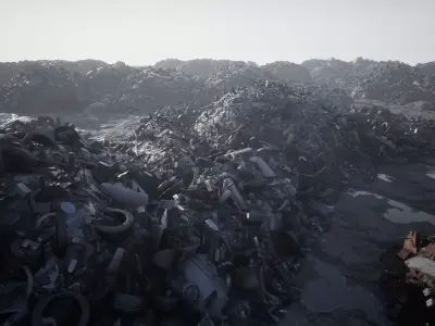 Trash junk and debris piles  Low-poly 3D model