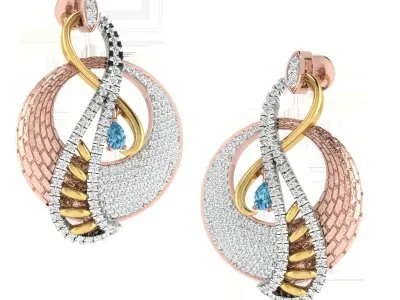 Women Pendant Earring Sets 3dm STL OBJ FBX Renders Details 3D print model buy