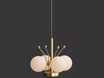 Sphere collection pendant light in brass with glass balls 3D model