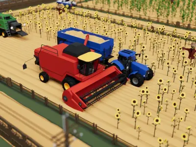 Farm House and Animals Mega Pack for Game Ready Low-poly 3D model