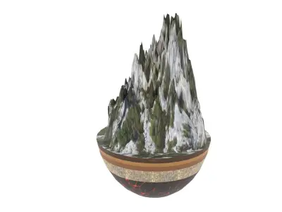 Mountain ceramic sculpture of Low-poly 3D model
