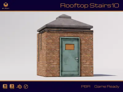 Rooftop Stairs 10 Low-poly 3D model