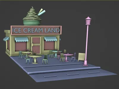 Ice Cream Shop Lowpoly 3D model