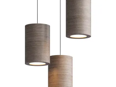 Wooden Hanging lamp Polished 3D model