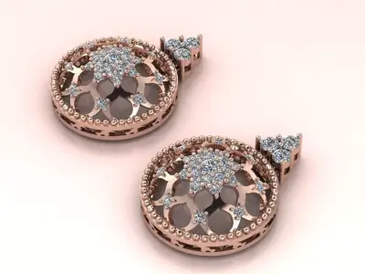 Nocturne Rosette Earrings jewelry 3D model - for Her 3D print model