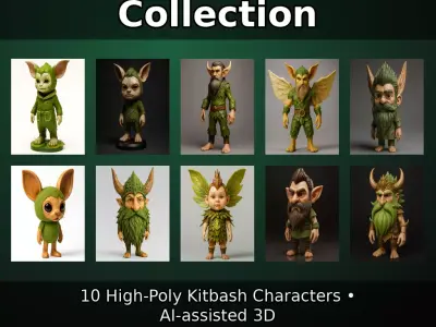 Woodland Fae Character Pack 10 High-Poly Kitbash Figures 3D print model