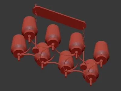 MANCHESTER modern chandelier with six glass shades 3D model