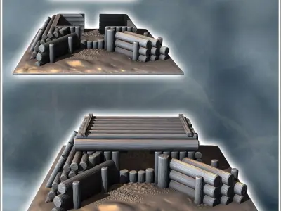 Modern semi-buried log bunker 9 - Modern WW2 WW1 World War Diaro 3D print model