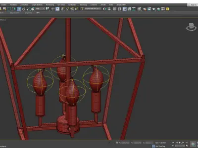 Lantern Geometric Pendant Light Wrought Iron Low-poly 3D model