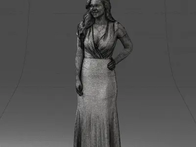 000152 Elegant Woman in Evening Gown 0714 3D model