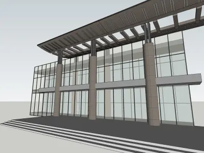 minimalist exterior glass cladding facade 3d model 3D model