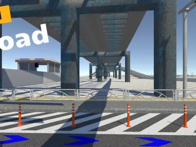 UnityRoadMaster Crossing and Road Package Low-poly 3D model
