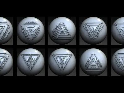 50 Sci -Fi Hologram VDM Brushes for Zbrush Vol 2 3D model